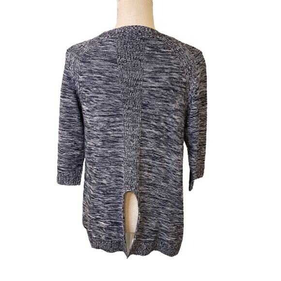 Lumiere Marled Split Back 3/4 Sleeve Sweater, S - Picture 2 of 6